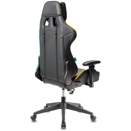  Кресло игровое Бюрократ "Zombie VIKING 5 AERO", экокожа, пластик, черный, желтый - 4