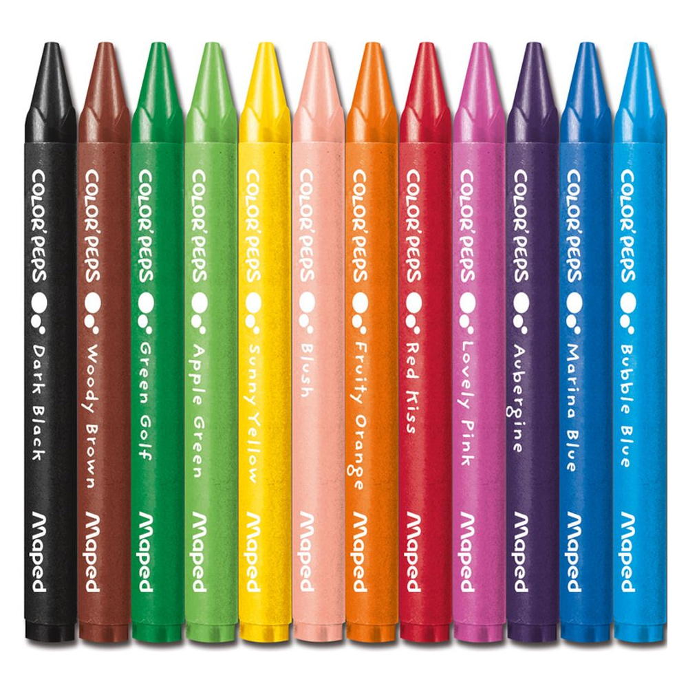 Мелки восковые Maped "Wax Crayons", 12 цветов, ассорти - 2