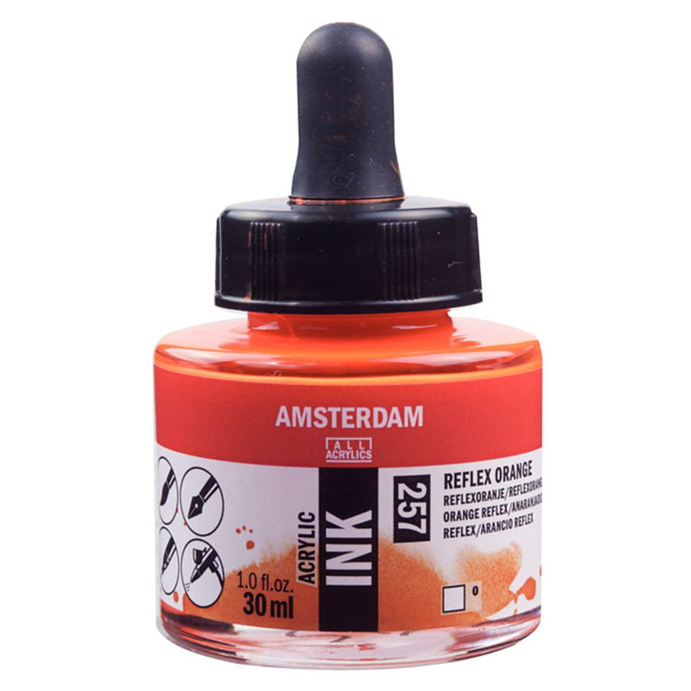 Жидкий акрил "Amsterdam", 257 флуоресцентный оранжевый, 30 мл, банка