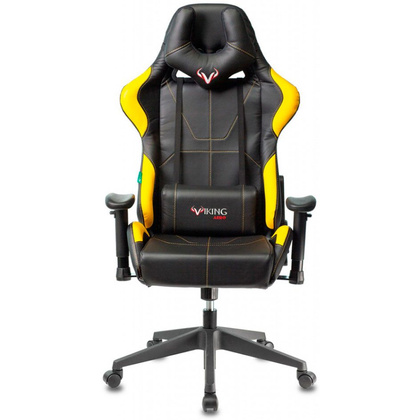  Кресло игровое Бюрократ "Zombie VIKING 5 AERO", экокожа, пластик, черный, желтый - 2