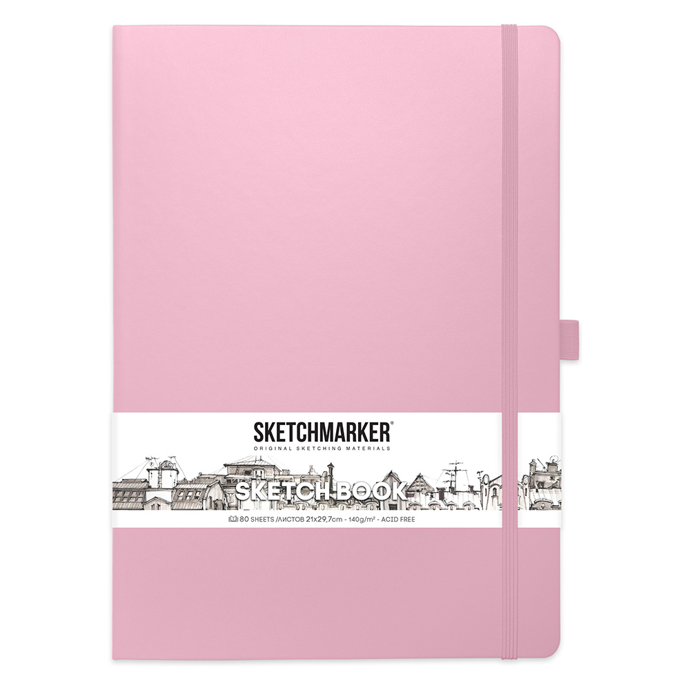 Скетчбук "Sketchmarker", 21x30 см, 140 г/м2, 80 листов, розовый