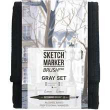 Набор маркеров перманентных двусторонних "Sketchmarker BRUSH Gray Set", 12 шт.