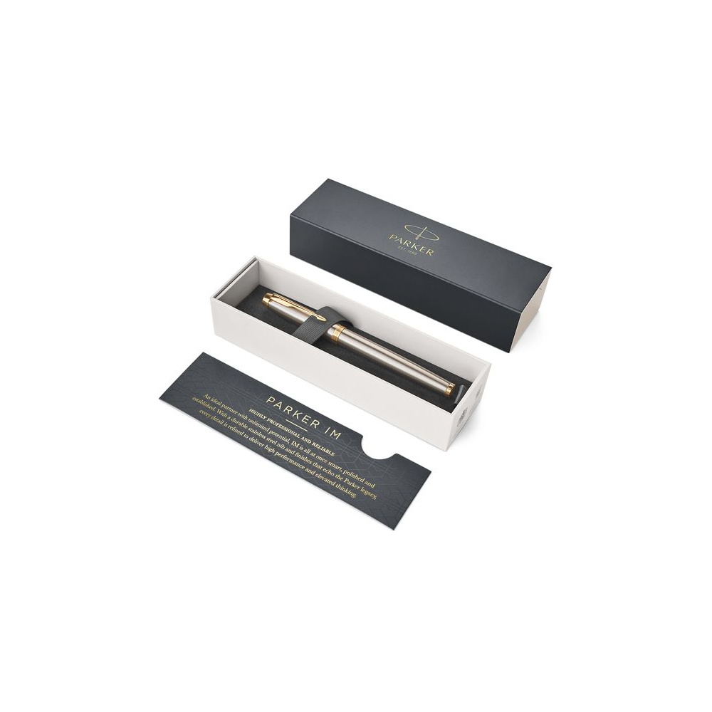 Ручка перьевая "Parker IM Brushed Metal GT", F, серебристый, золотистый, патрон черный - 5