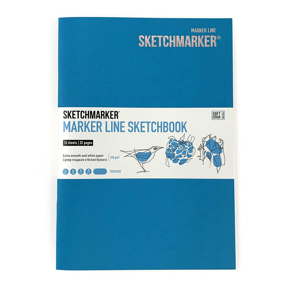 Скетчбук "Sketchmarker marker line", 17.6x25 см, 160 г/м2, 16 листов, бирюзовый