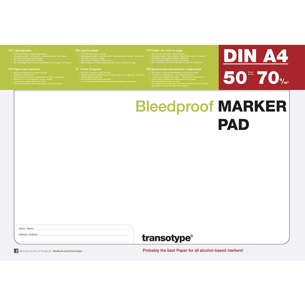 Блок-склейка бумаги для маркеров "Marker Pad", A4, 70 г/м2, 50 листов