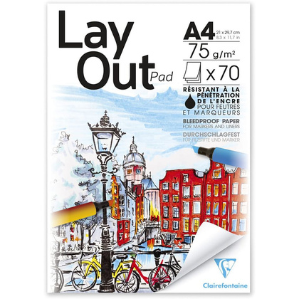 Блок бумаги для маркеров "LAYOUT PAD", A4, 75 г/м2, 70 листов