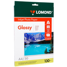 Фотобумага глянцевая для струйной фотопечати "Lomond", A4, 50 листов, 130 г/м2