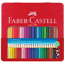 Цветные карандаши Faber-Castell "Grip", 24 цвета, металлическая упаковка