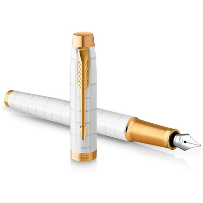 Ручка перьевая Parker "IM Premium Pearl GT", F, белый, золотистый, патрон синий - 2