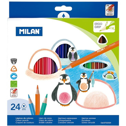 Цветные карандаши "Milan" трехгранные, 24 цвета
