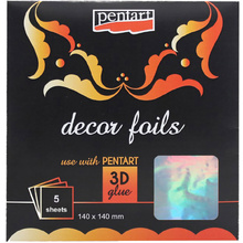 Трансферная поталь "Pentart hologram", 14x14 см, 5 листов, голографическое серебро