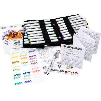 Набор маркеров перманентных двусторонних "Sketchmarker Basic 2", 36 шт. - 2
