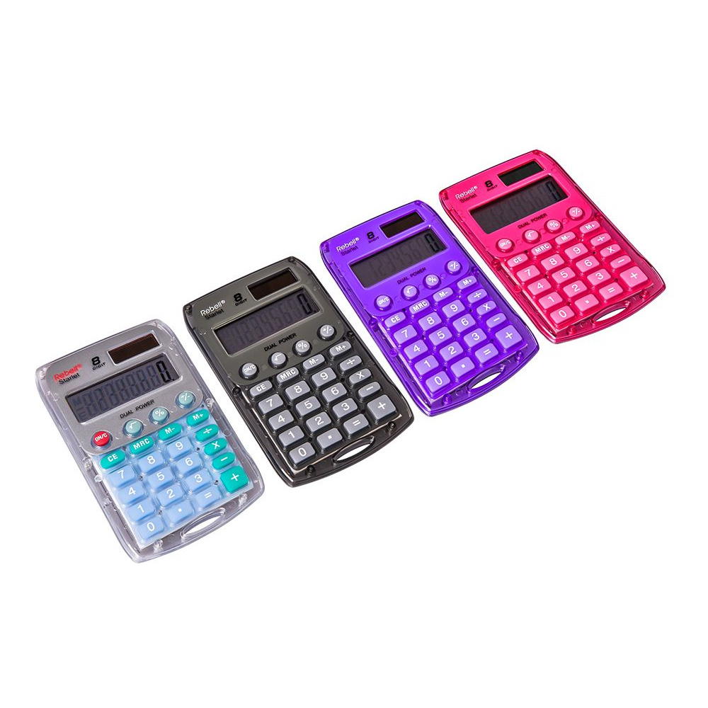 Калькулятор карманный Rebell "StarletP BX", 8-разрядный, розовый - 5