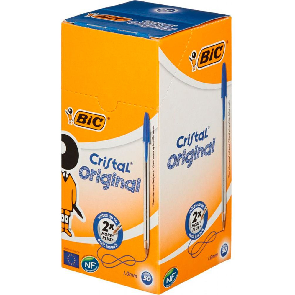 Ручка шариковая "Bic Cristal Original", 0.32 мм, прозрачный, стерж. cиний - 4