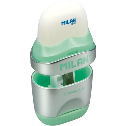 Ластик-точилка Milan "Capsule silv", 1 отверстие, с контейнером - 2