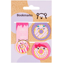 Закладка для книг "Donuts", 25x58 мм, 3 шт, розовый
