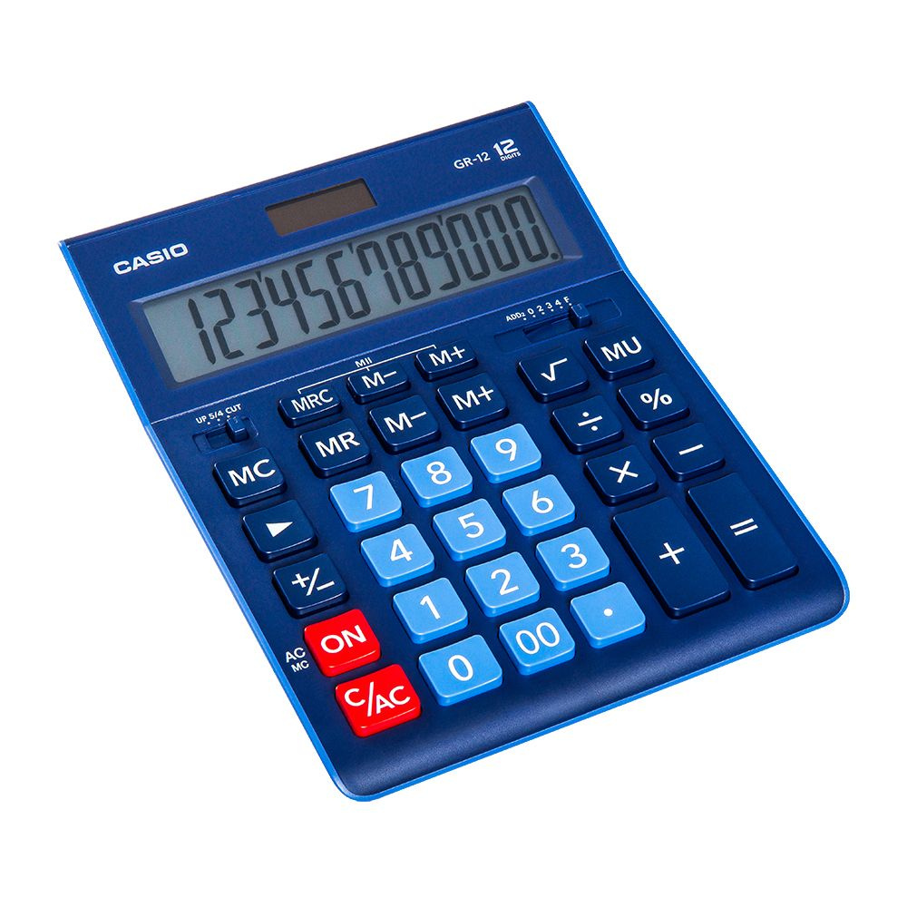 Калькулятор настольный Casio "GR-12", 12-разрядный, синий