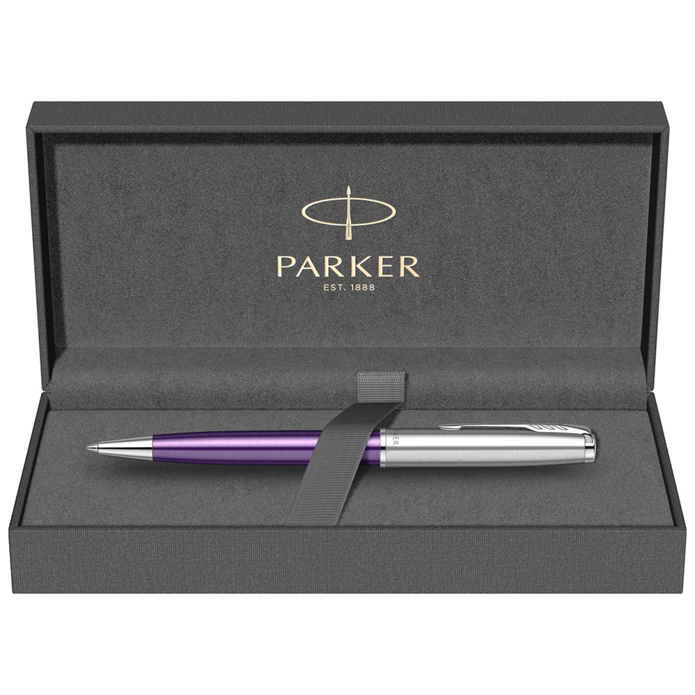 Ручка шариковая автоматическая Parker "Sonnet Essential SB K545", 0,7 мм, серебристый, фиолетовый, стерж. черный - 2