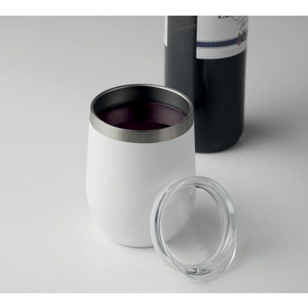Кружка с крышкой "Chin Chin", металл, 350 мл, белый, прозрачный - 3