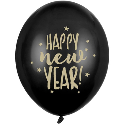 Шар воздушный "Happy New Year", 6 шт, черный