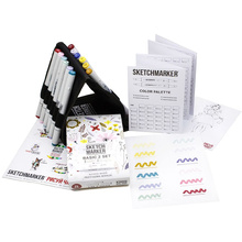 Набор маркеров перманентных двусторонних "Sketchmarker Basic 2", 12 шт.