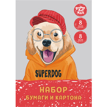 Набор картона и цветной бумаги "Superdog", 8 цветов, 16 листов