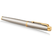 Ручка перьевая "Parker IM Warm Silver GT", F, серебристый, золотистый, патрон синий