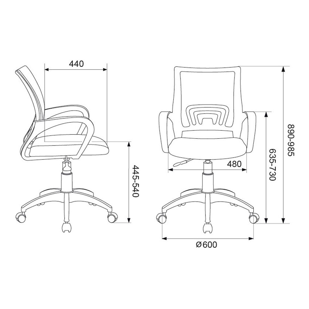 Кресло Бюрократ "CH-W695NLT", пластик, ткань, розовый TW-06A TW-13A - 5