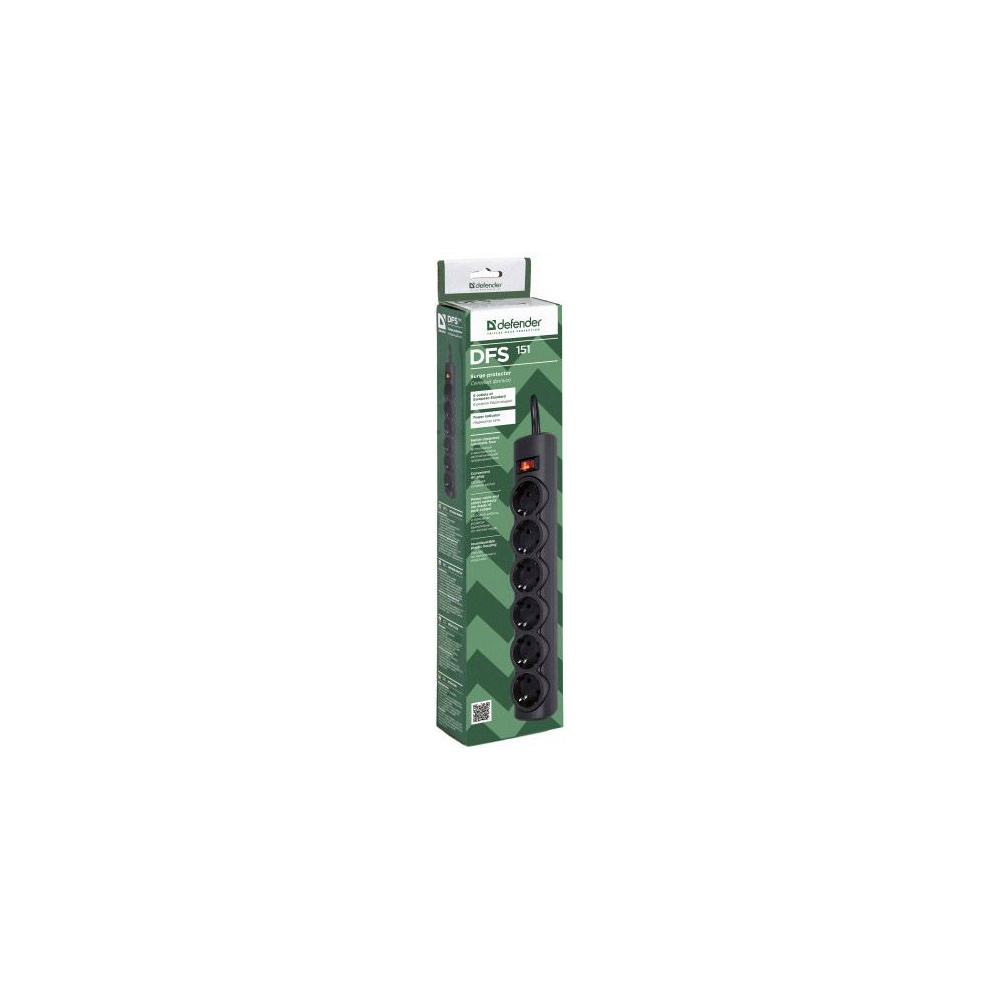 Сетевой фильтр Defender "DFS 151/153/155", 6 розеток, 1.8 м - 3