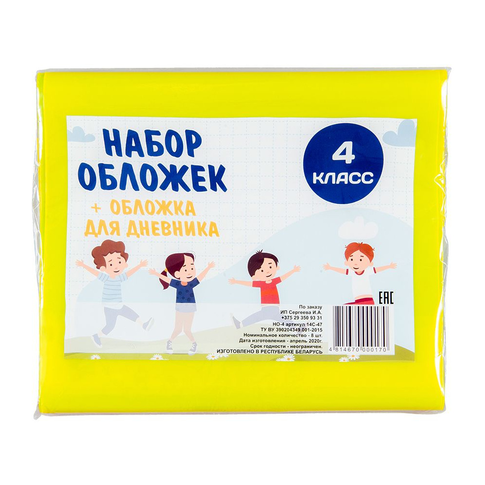 Обложка для книг и дневника "Набор для 4 класса", 8 шт