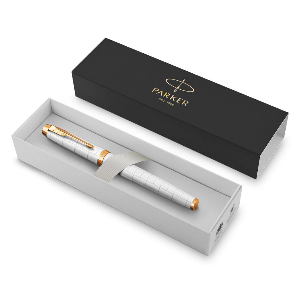 Ручка перьевая Parker "IM Premium Pearl GT", F, белый, золотистый, патрон синий - 4