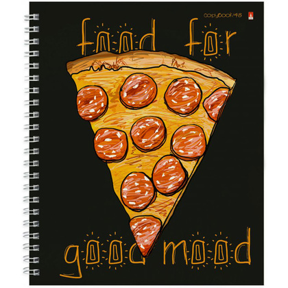 Тетрадь "Food in black", А5+, 48 листов, клетка, ассорти - 7