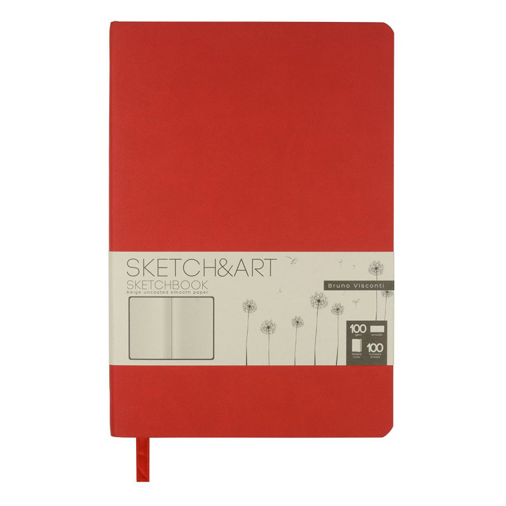 Скетчбук "Sketch&Art", 14x21 см, 100 г/м2, 100 листов, красный