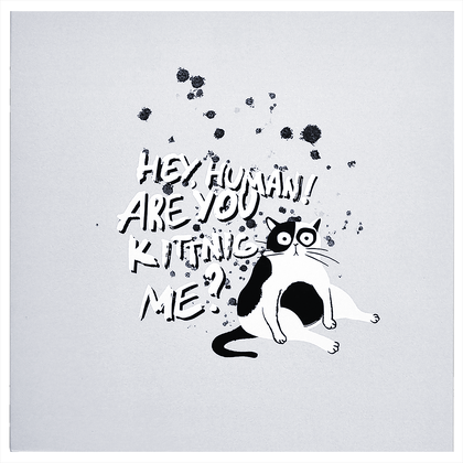 Альбом для рисования "Hey human кот", 170x170 мм, 40 листов, склейка, голубой