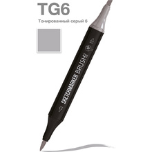Маркер перманентный двусторонний "Sketchmarker Brush", TG6 тонированный серый 6