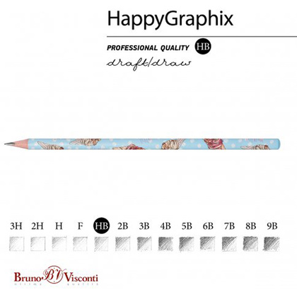 Карандаш чернографитный "HappyGraphix. Сахарный рожок", HВ, без ластика, голубой, белый - 2