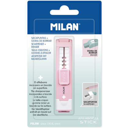 Ластик-точилка Milan "STICK +", розовый