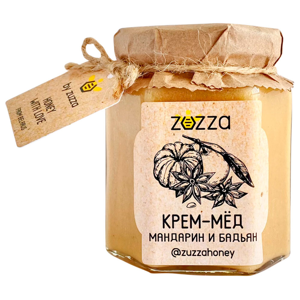 Мед-крем "Zuzza", мандарин, бадьян, 240 г
