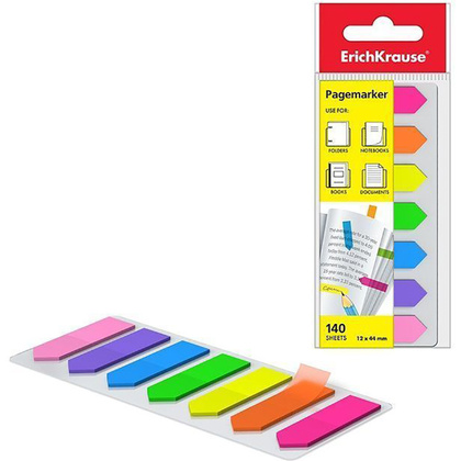 Закладки пластиковые "Neon Arrows", 12x44 мм, 7 цветовx20 шт., ассорти - 2