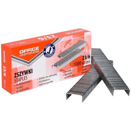 Скобы "Office Products", 23/6, 1000 шт, металлик