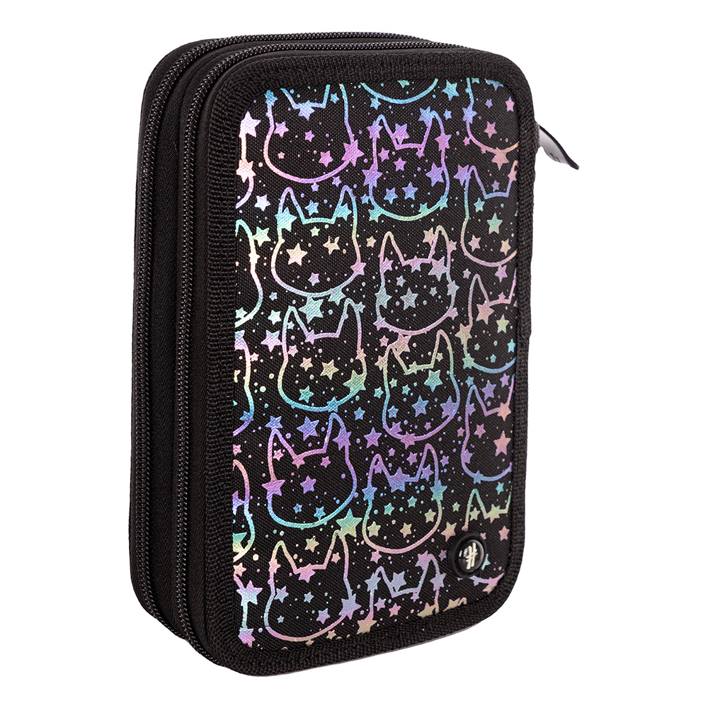 Пенал "Hash neon kitty", 2 отделения, чёрный - 5