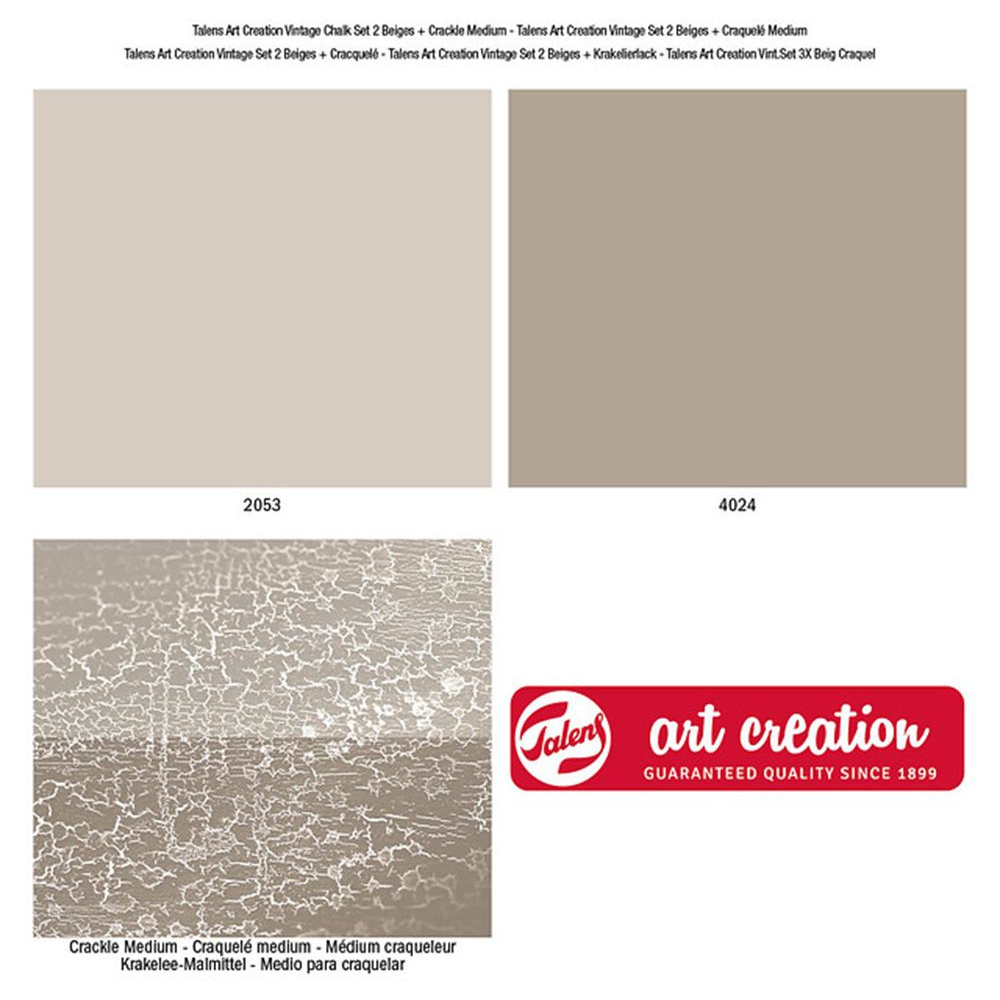 Набор красок декоративных "VINTAGE CHALK PAINT", 100 мл, бежевые оттенки + кракелюр - 2