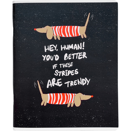 Тетрадь "Hey human таксы", А5, 48 листов, клетка, черный