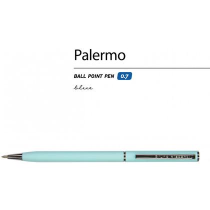Ручка шариковая автоматическая "Palermo", 0.7 мм, нежно-голубой, серебристый, стерж. синий - 3