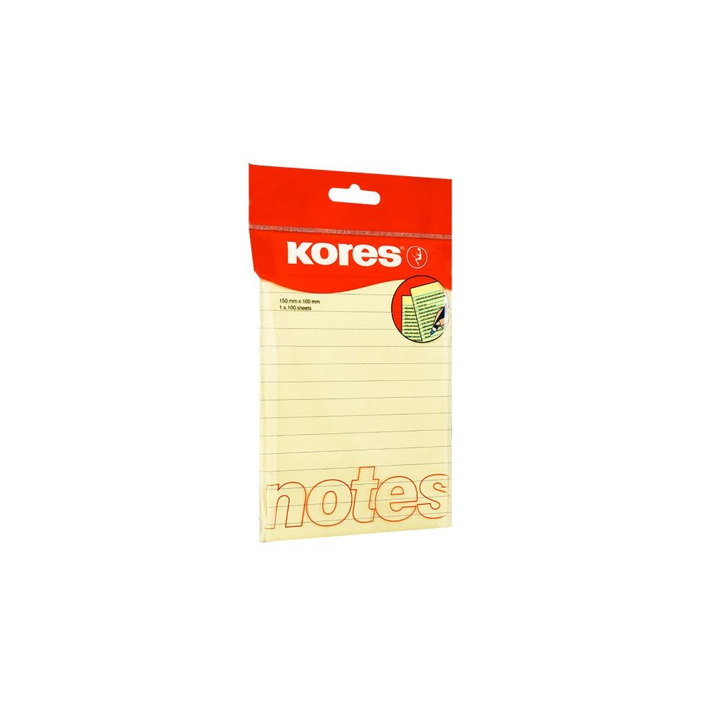 Бумага для заметок "Kores", 100x150 мм, 100 листов, желтый