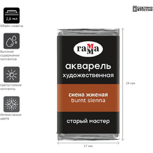 Краски акварельные Гамма "Старый Мастер", 110 сиена жженая, кювета