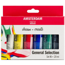 Набор красок акриловых "Amsterdam", 6 цветов, ассорти