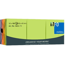 Бумага для заметок "Info Notes", 40x50 мм, 12 шт, ассорти, (964362)