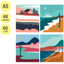 Тетрадь "Рисунки. landscape", А5, 48 листов, клетка, ассорти