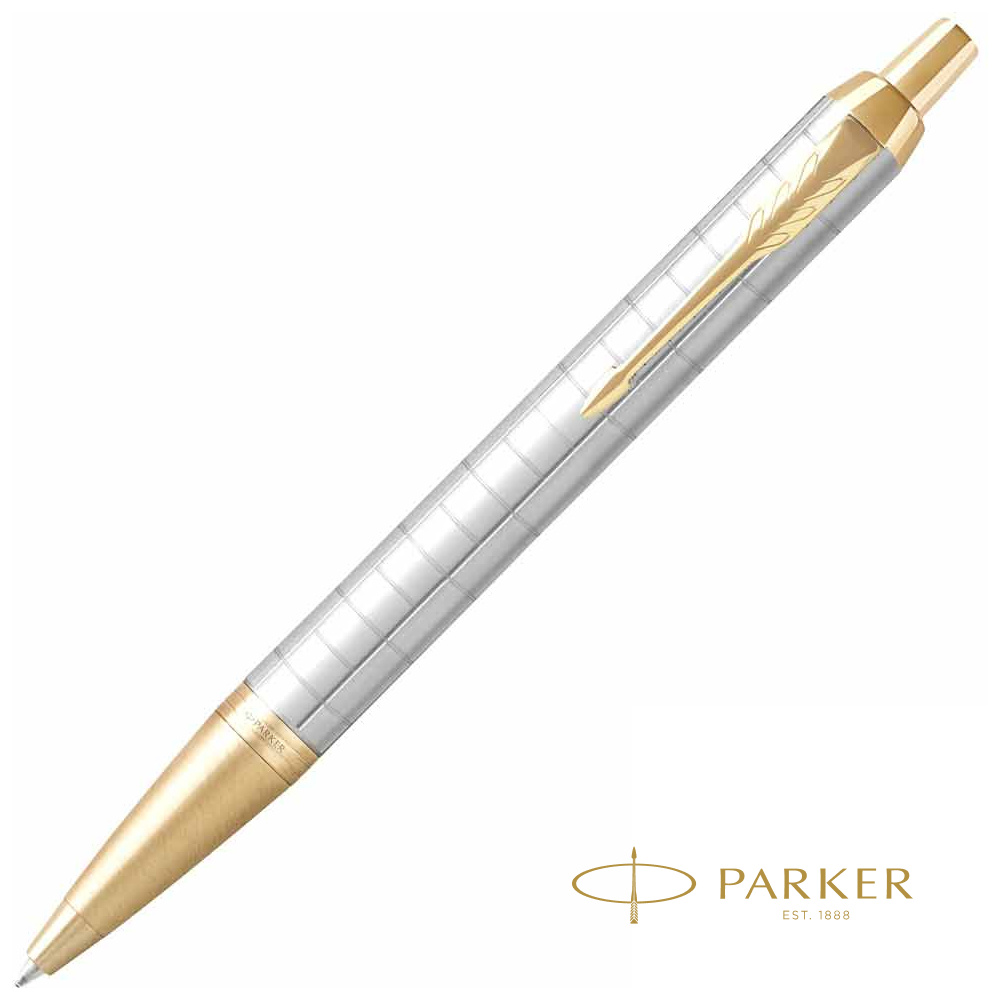 Ручка шариковая автоматическая "Parker IM Premium Pearl GT", 1.0 мм, золотой, серебристый, стерж. синий